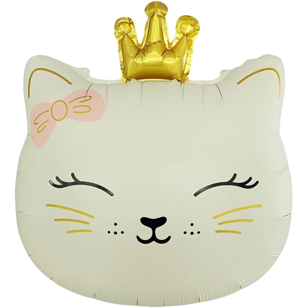 Шар: Шар (24''/61 см) Фигура, Кошечка Принцесса, Кремовый, Сатин, 1 шт.