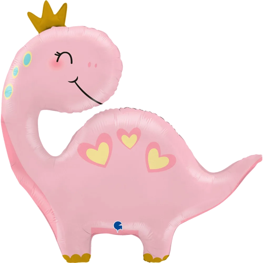 Шар: Шар (28''/71 см) Фигура, Динозаврик Принцесса, Розовый