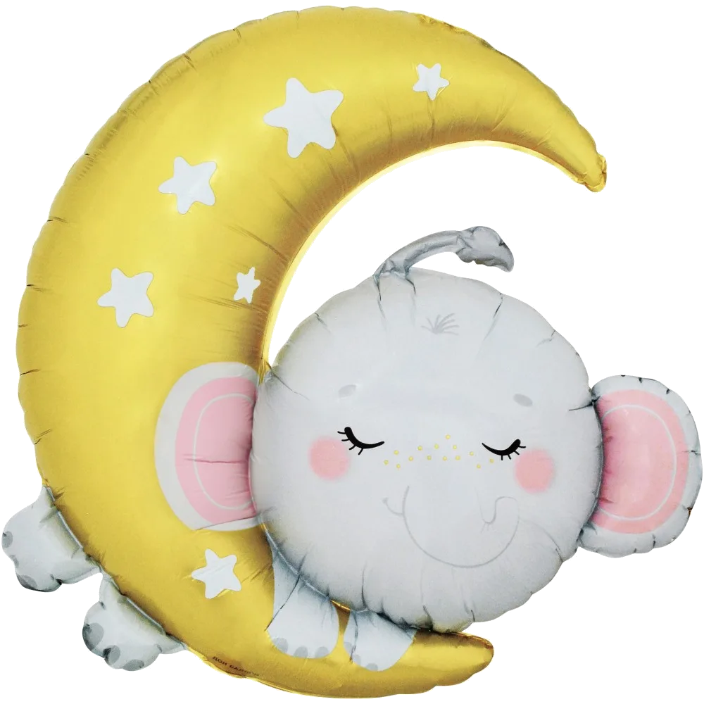 Шар: Шар (36''/91 см) Фигура, Полумесяц со слоненком