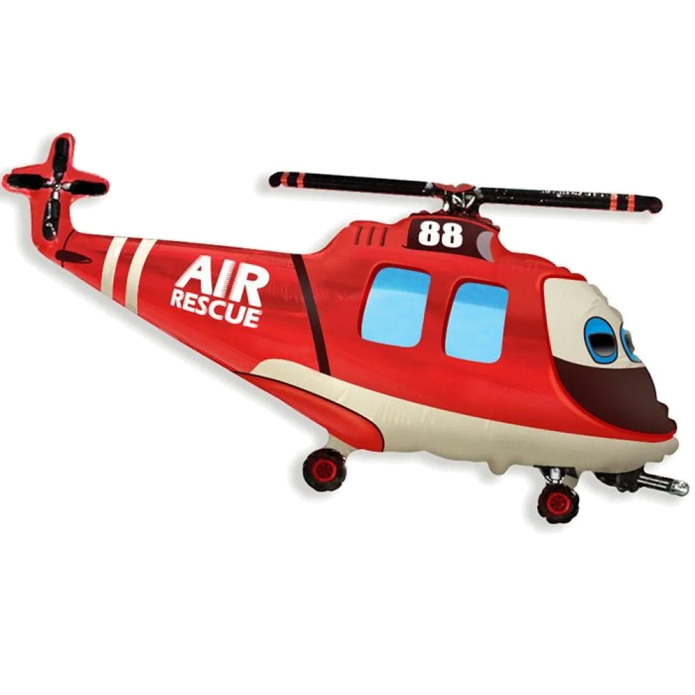 Шар: Шар (38''/97 см) Фигура, Вертолет-Спасатель, Красный, 1 шт. Flexmetal (Испания)