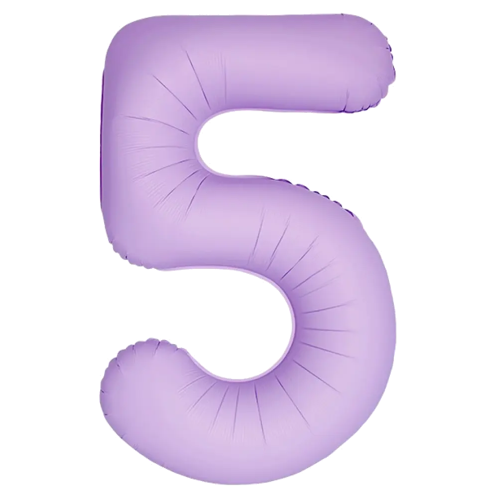 Шар Шар И (40''/102 см) Цифра, 5 Slim, Лаванда, Матовый, Цифра, 40"/102 см