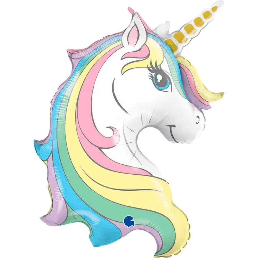 Шар: Шар (32''/81 см) Фигура, Голова, Нежный Единорог, 1 шт. в уп. Grabo (Италия)2.3П