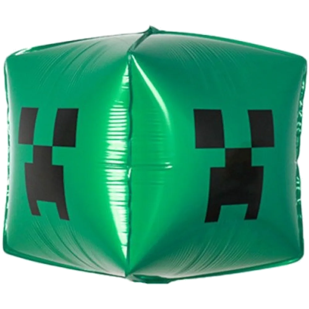 Шар: Шар 3D (22''/56 см) Куб, Пиксельный монстр, Зеленый