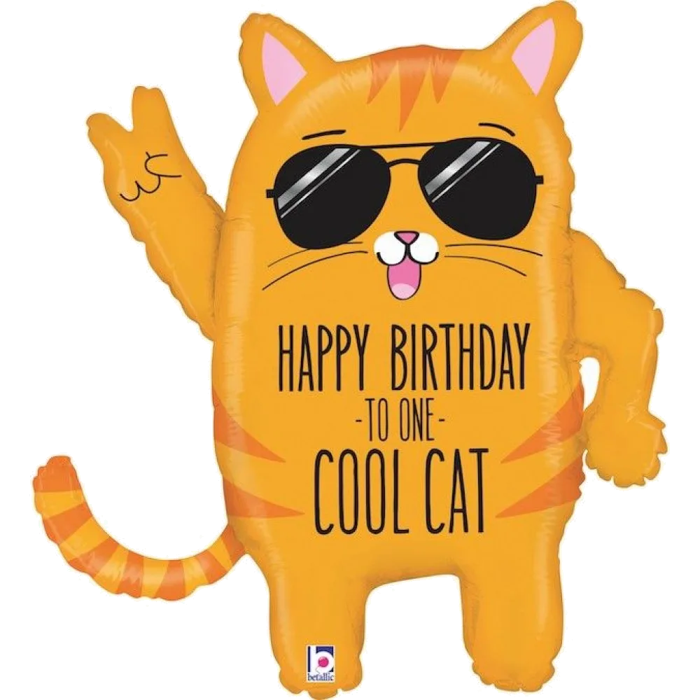 Шар: Шар (26''/66 см) Фигура, Крутой Кот, 1 шт. в уп. Betallic (Италия) 2П