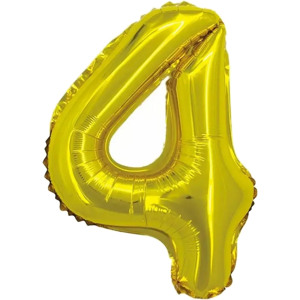 Шар Шар с клапаном (16''/41 см) Мини-цифра, 4, Золото, Мини-цифра, 16"/41 см