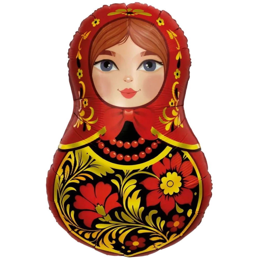 Шар: Шар (31''/79 см) Фигура, Матрешка Золотая роспись