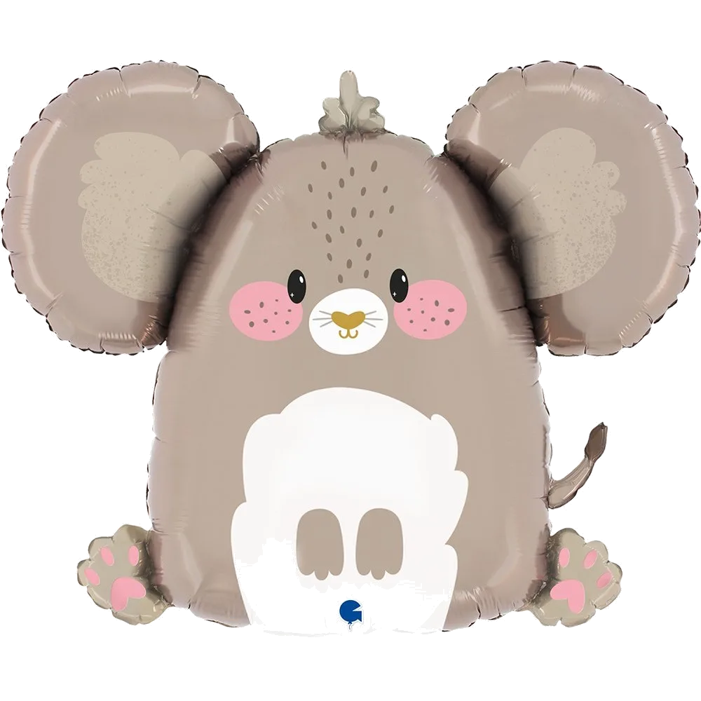 Шар: Шар (26''/66 см) Фигура, Маленькая Мышка, Серый, 1 шт. в уп. Grabo (Италия)