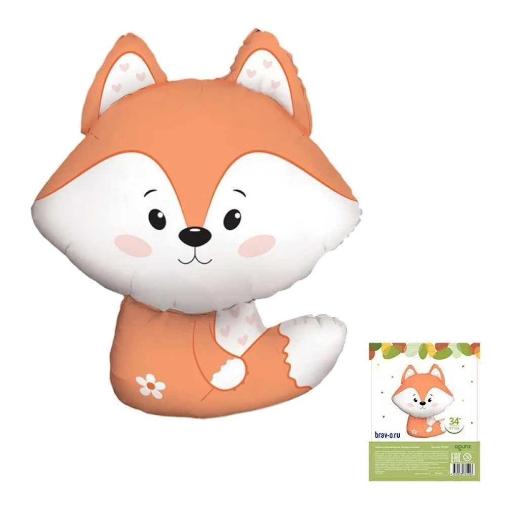 Шар: Шар (34"/86 см) Фигура, Лисичка, Волшебный лес, 1 шт. в уп. Agura (Россия)