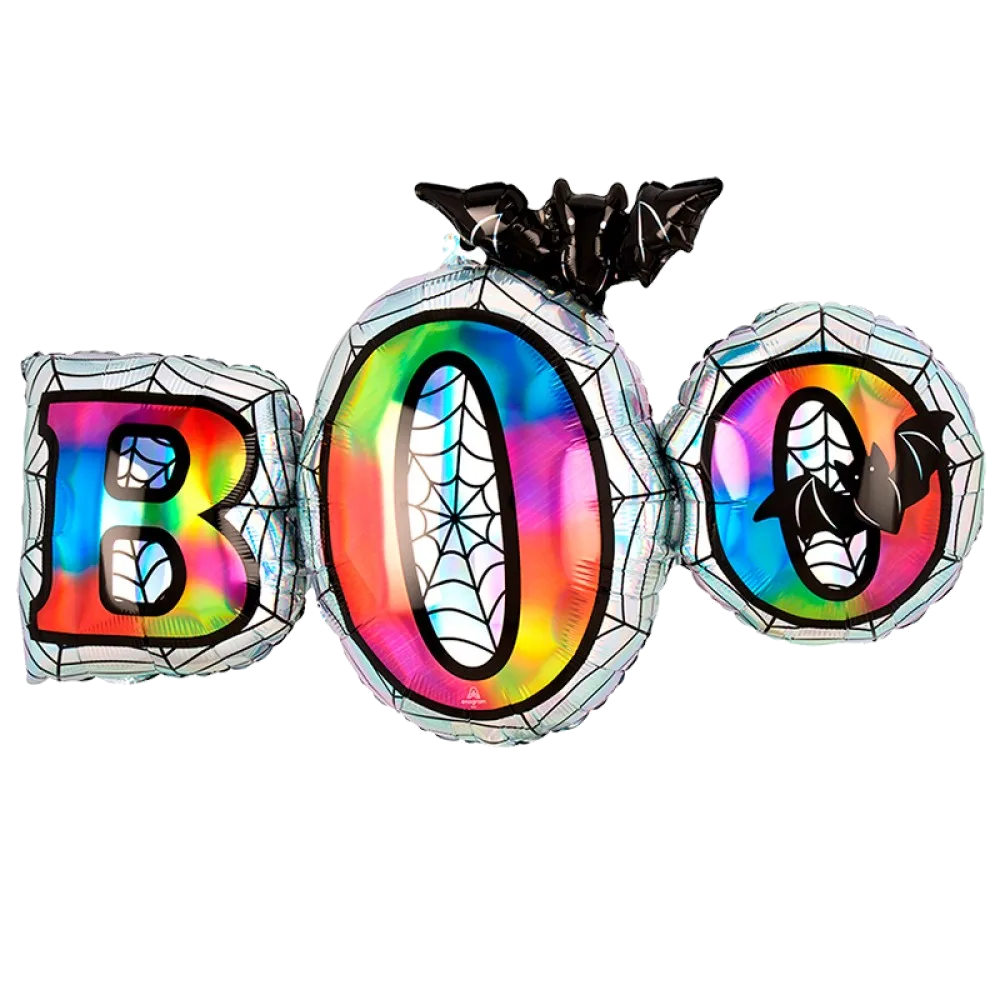 Шар: Шар (88х53 см) Фигура, Надпись "Бу-у" Хэллоуин радуга, 1 шт. Anagram (США)*