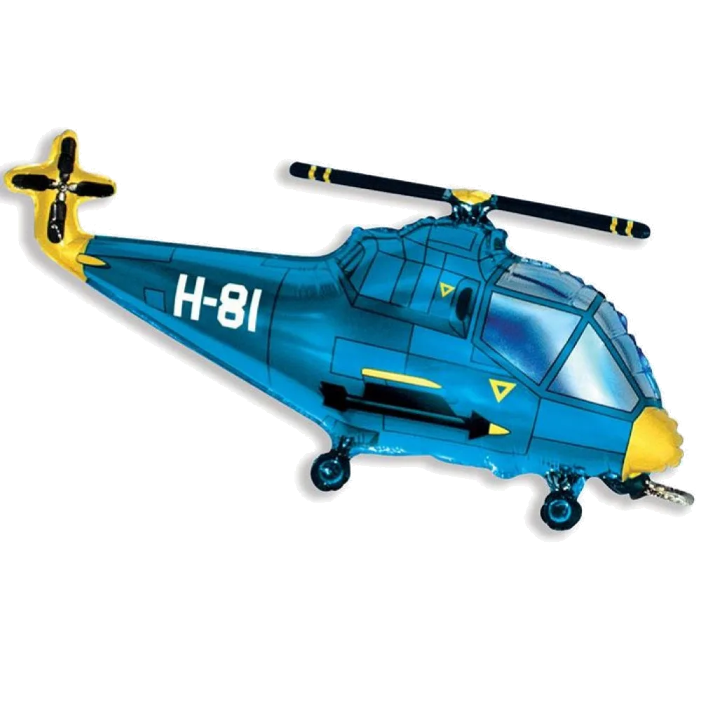 Шар: Шар (38"/96 см) Фигура, Вертолет (синий), 1 шт. Flexmetal (Испания)