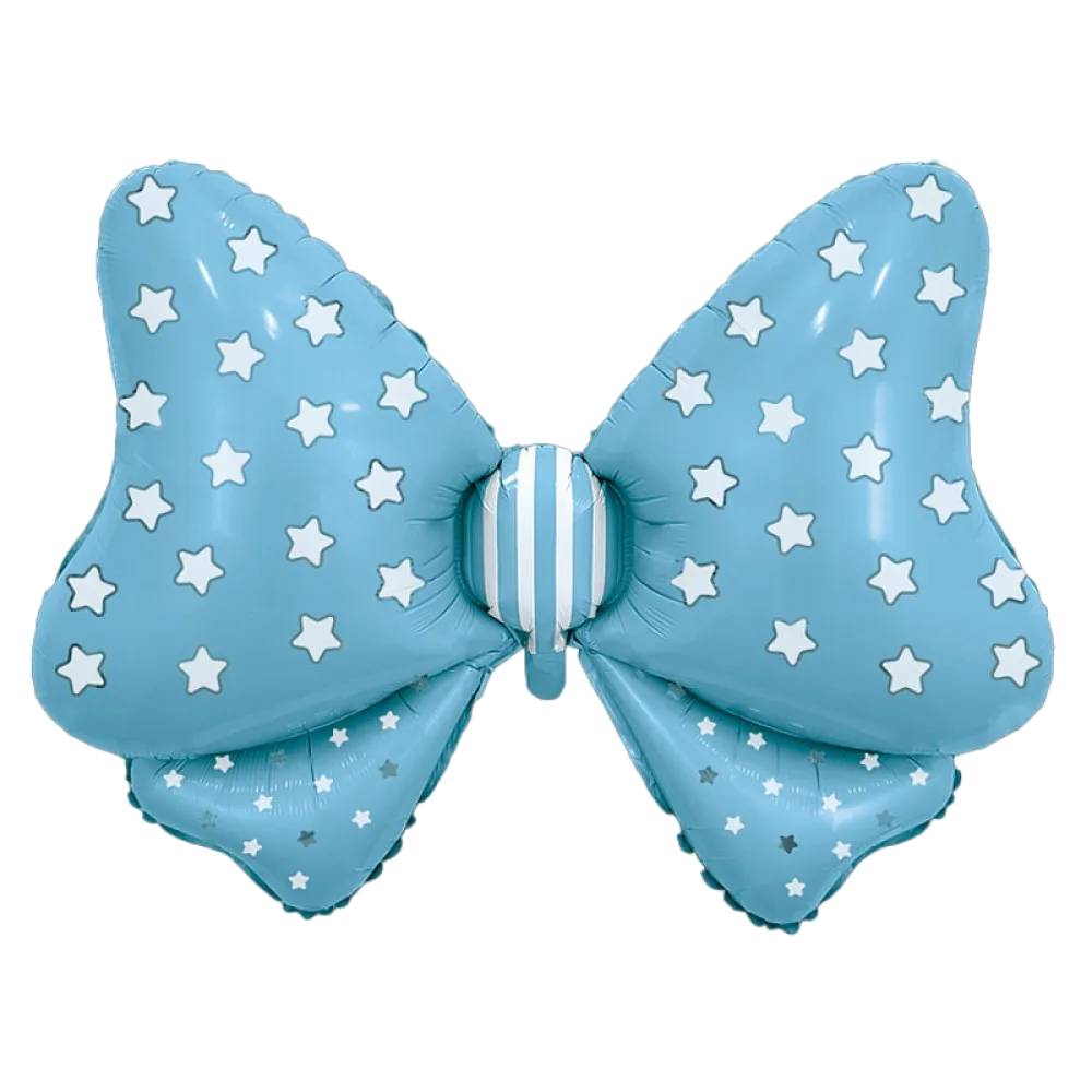 Шар: Шар (36''/91 см) Фигура, Бант, белые звездочки, Голубой, 1 шт. в уп. Agura (Россия)