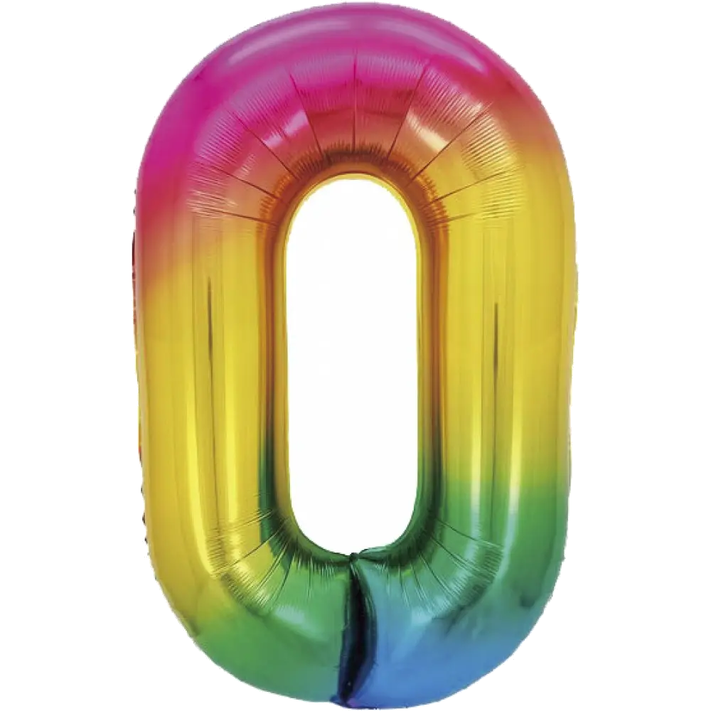 Шар Шар (40''/102 см) Цифра, 0, Радужный, Градиент, Цифра, 40"/102 см