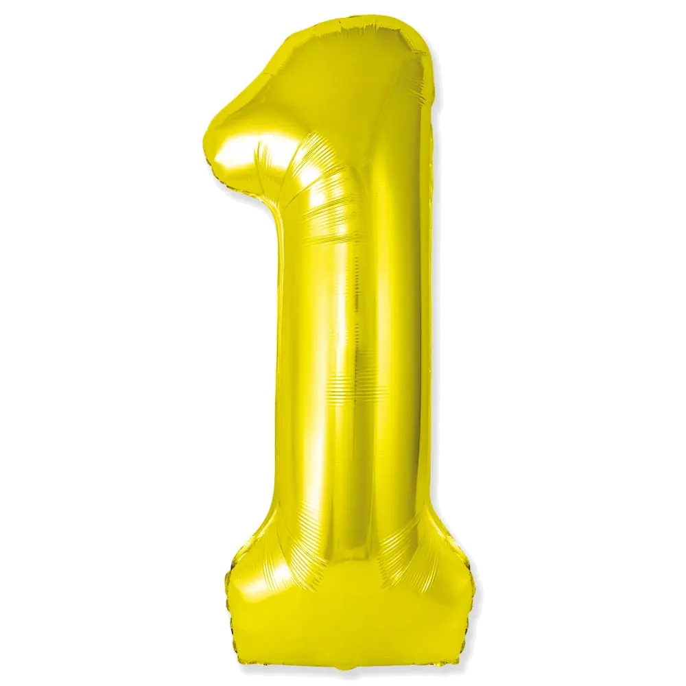 Шар Шар И (40''/102 см) Цифра, 1 Slim, Золото, Цифра, 40"/102 см