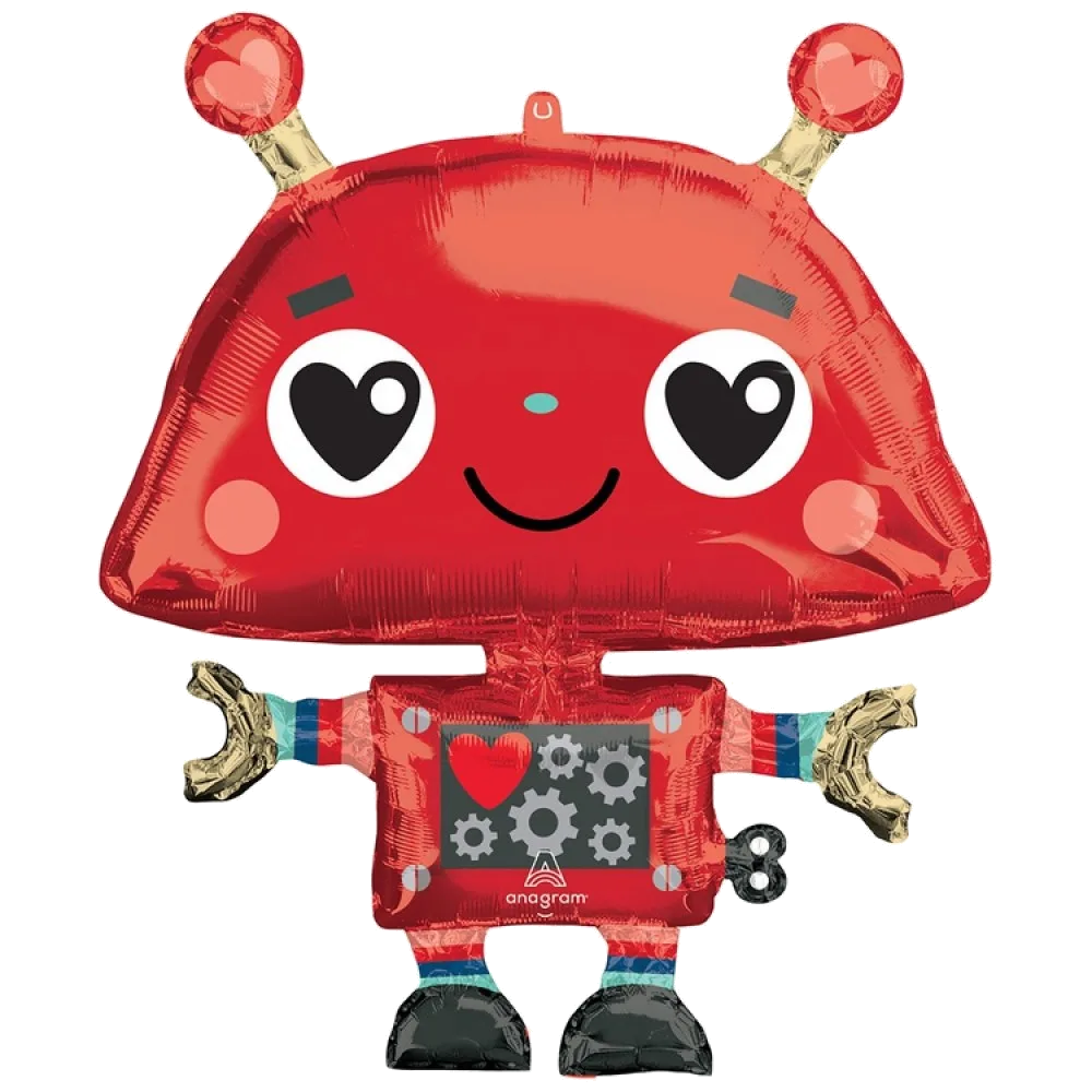Шар: Шар (35"/88 см) Фигура, Робот влюбленный сердца Red