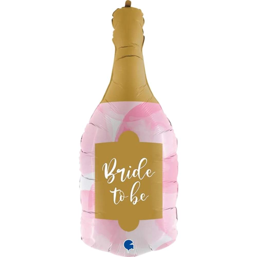 Шар: Шар (36''/91 см) Фигура, Бутылка, Свадебное Шампанское, Розовый