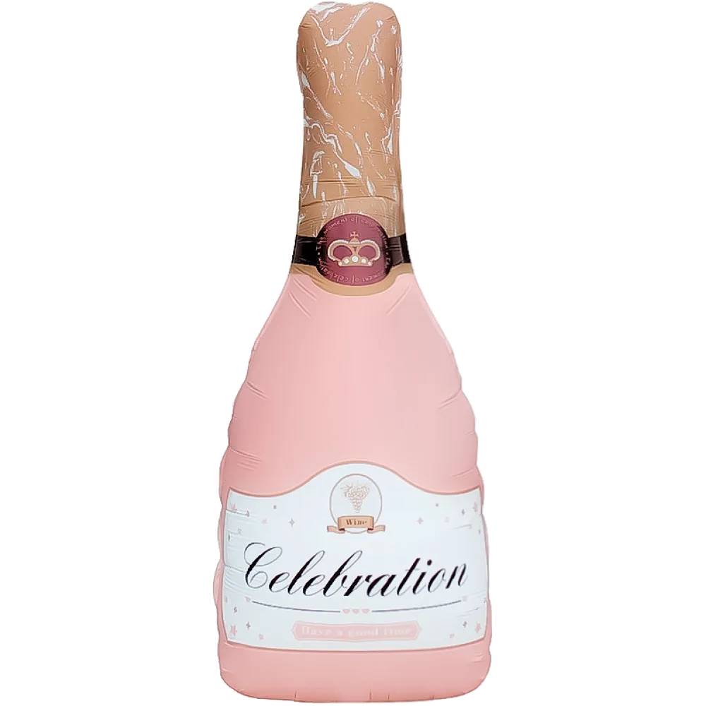 Шар: Шар (39''/99 см) Фигура, Бутылка Шампанское, Розовый, Сатин, 1 шт. в уп. 1.4 П