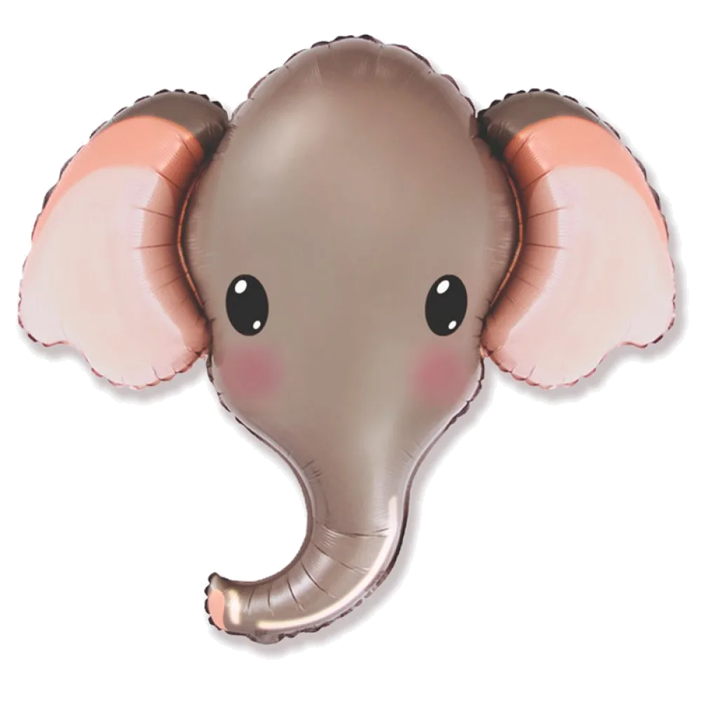 Шар: Шар (39''/99 см) Фигура, Голова, Милый Слоник, Серый, 1 шт. Flexmetal (Испания)