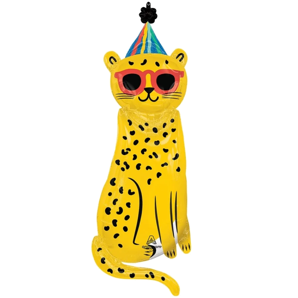 Шар: Шар (45"/115 см) Фигура, Леопард в очках и колпаке, 1 шт. в уп. Anagram (США)