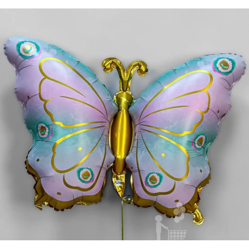 Шар: Шар (31"/79 см) Фигура Бабочка нежная Сатин, с золотом, 1 шт.1.6 П #д
