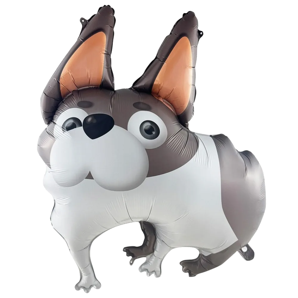 Шар: Шар (35"/89 см) Фигура, Собака ушастая бульдог, 1 шт. в уп.