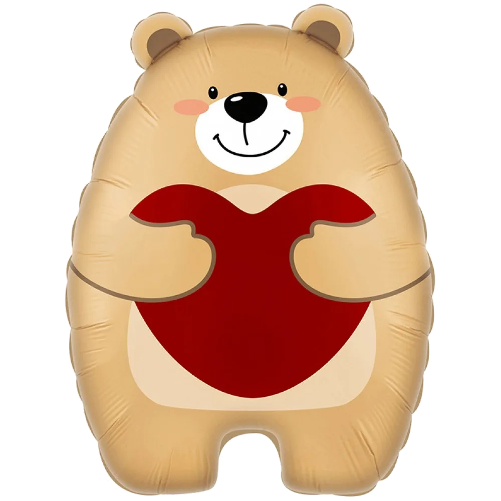 Шар: Шар (21''/53 см) Фигура, Мишка с сердцем, 1 шт. 1.1П