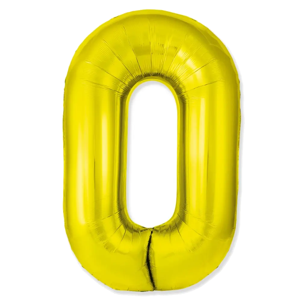 Шар Шар И (40''/102 см) Цифра, 0 Slim, Золото, Цифра, 40"/102 см