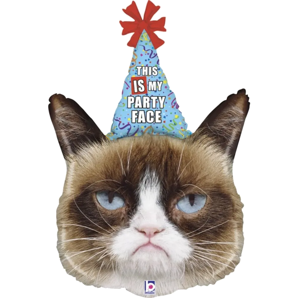 Шар: Шар (29''/74 см) Фигура, Сердитая кошка в колпаке, 1 шт. в уп. Betallic (Италия)2.4 П