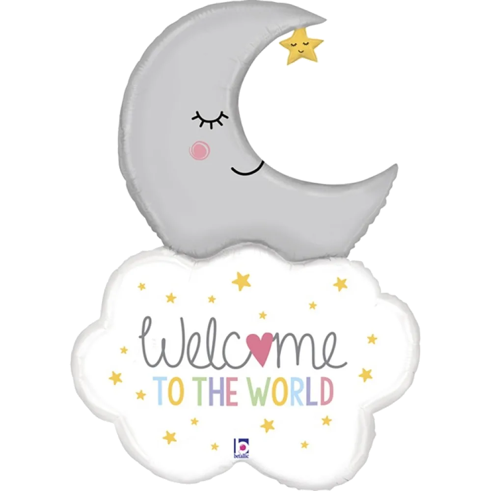 Шар: Шар (42"/106 см) Фигура, WELCOME TO WORLD Месяц спящий, 1 шт. Betallic (Италия)3.3П