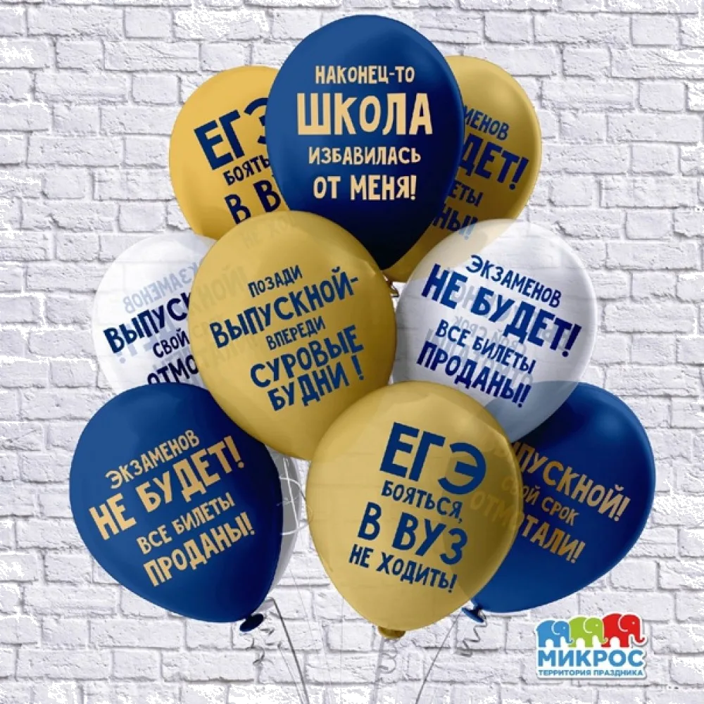 Шар: Шар (12''/30 см) Праздник выпускной 2 ст. 2 цв. ! Школа 5 дизайнов, 1 шт. BK (Тайланд)