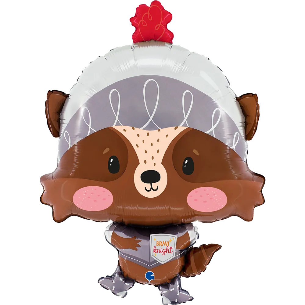 Шар: Шар (25''/64 см) Фигура, Маленький рыцарь (енот), 1 шт. в уп. Grabo (Италия)1.8 П