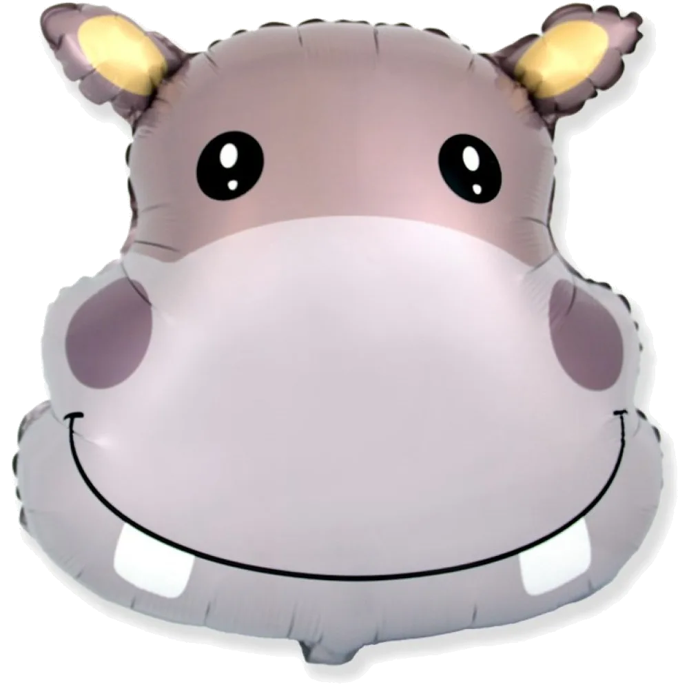 Шар: Шар (22''/56 см) Фигура, Голова, Милый Бегемот, 1 шт. Flexmetal (Испания)