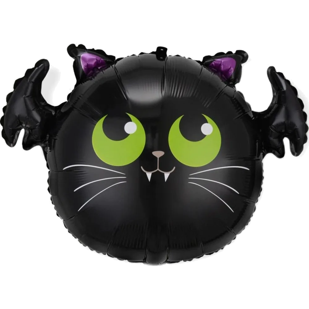 Шар: Шар (28''/71 см) Фигура Котенок Летучая мышь, Черный