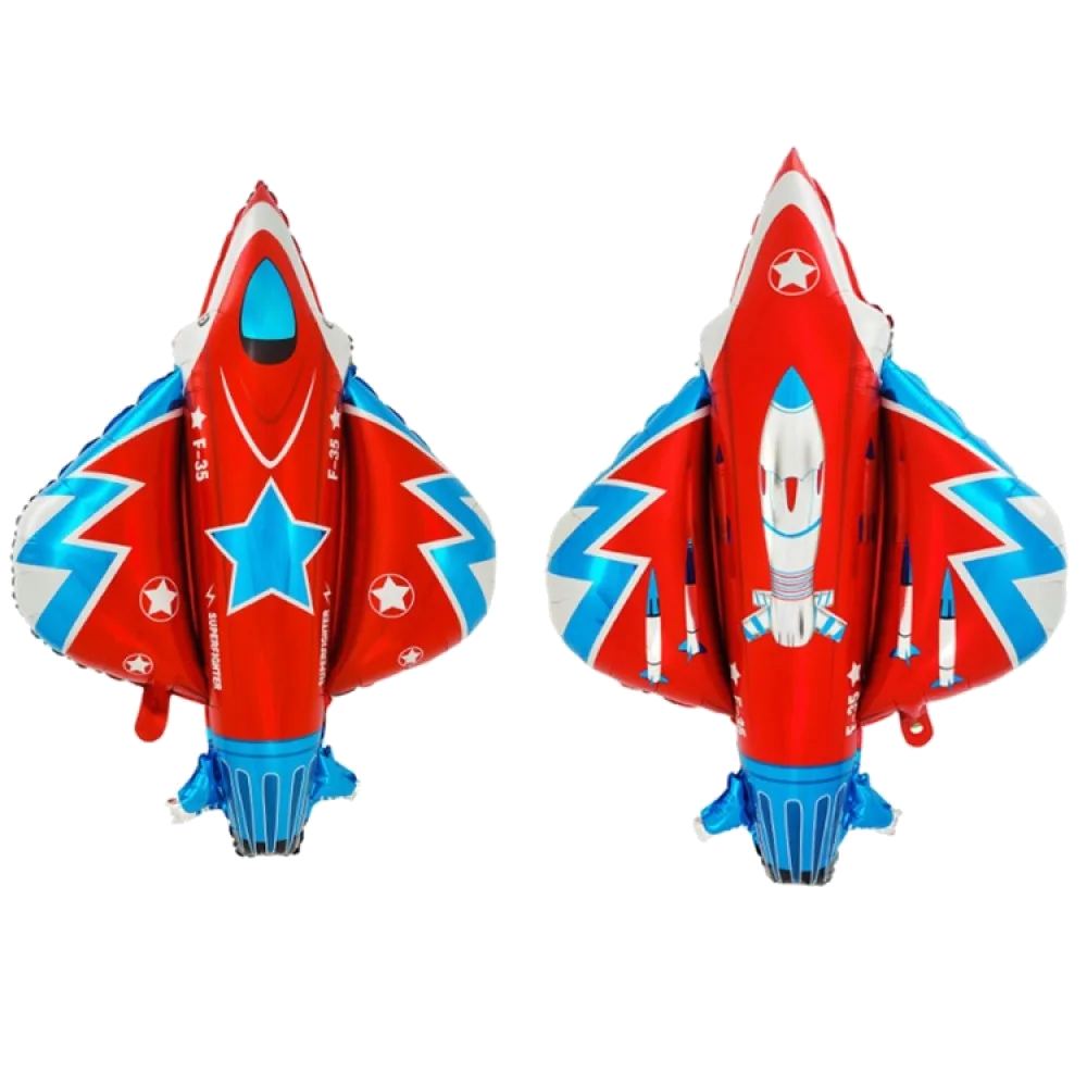 Шар: Шар (37"/94 см) Фигура самолет Истребитель сине-красный