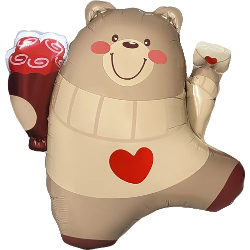 Шар: Шар (27''/69 см) Фигура, Мишка с валентинкой, 1 шт.1.4 П