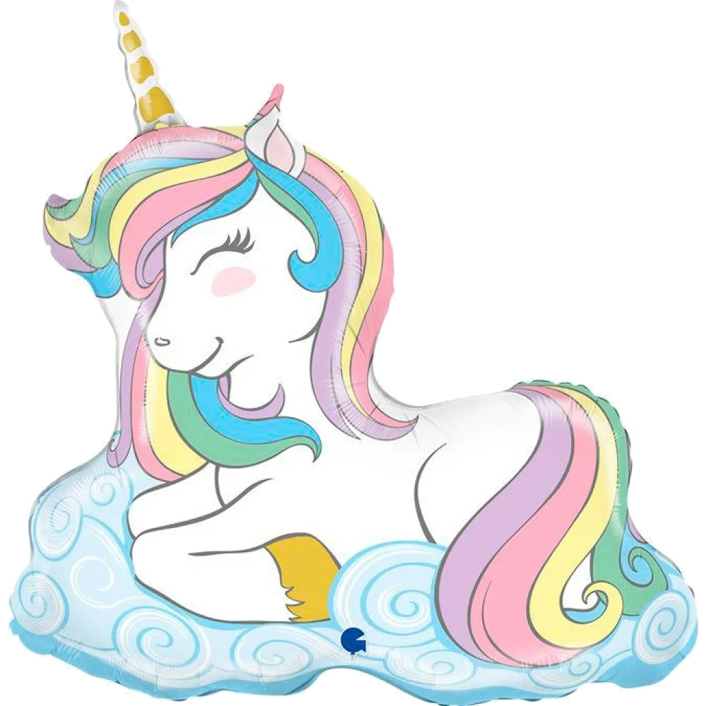 Шар: Шар (34''/86 см) Фигура, Нежный единорог на облаках, 1 шт. в уп. Grabo (Италия)2.6П