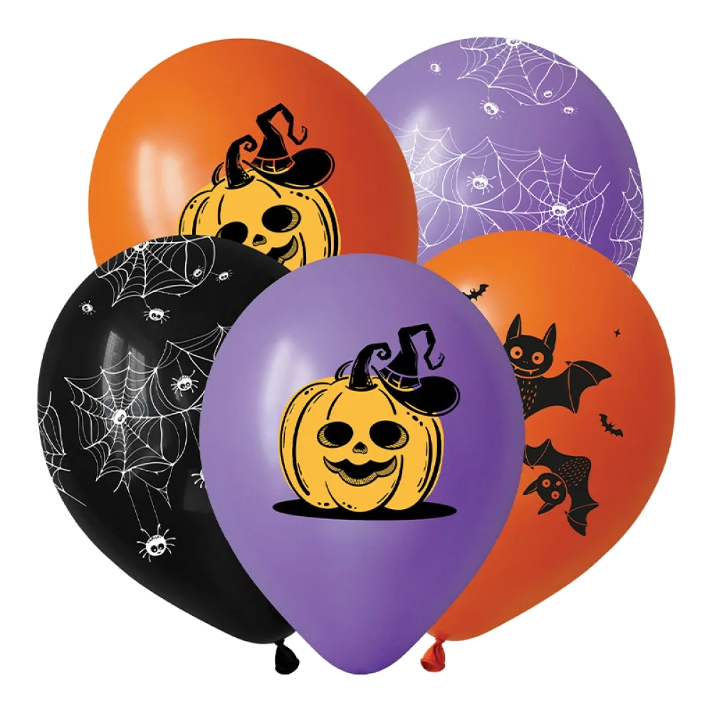 Шар: Шар (12"/30 см) Хэллоуин Страшилки и паутина, 1 шт. Decobal (Вьетнам)