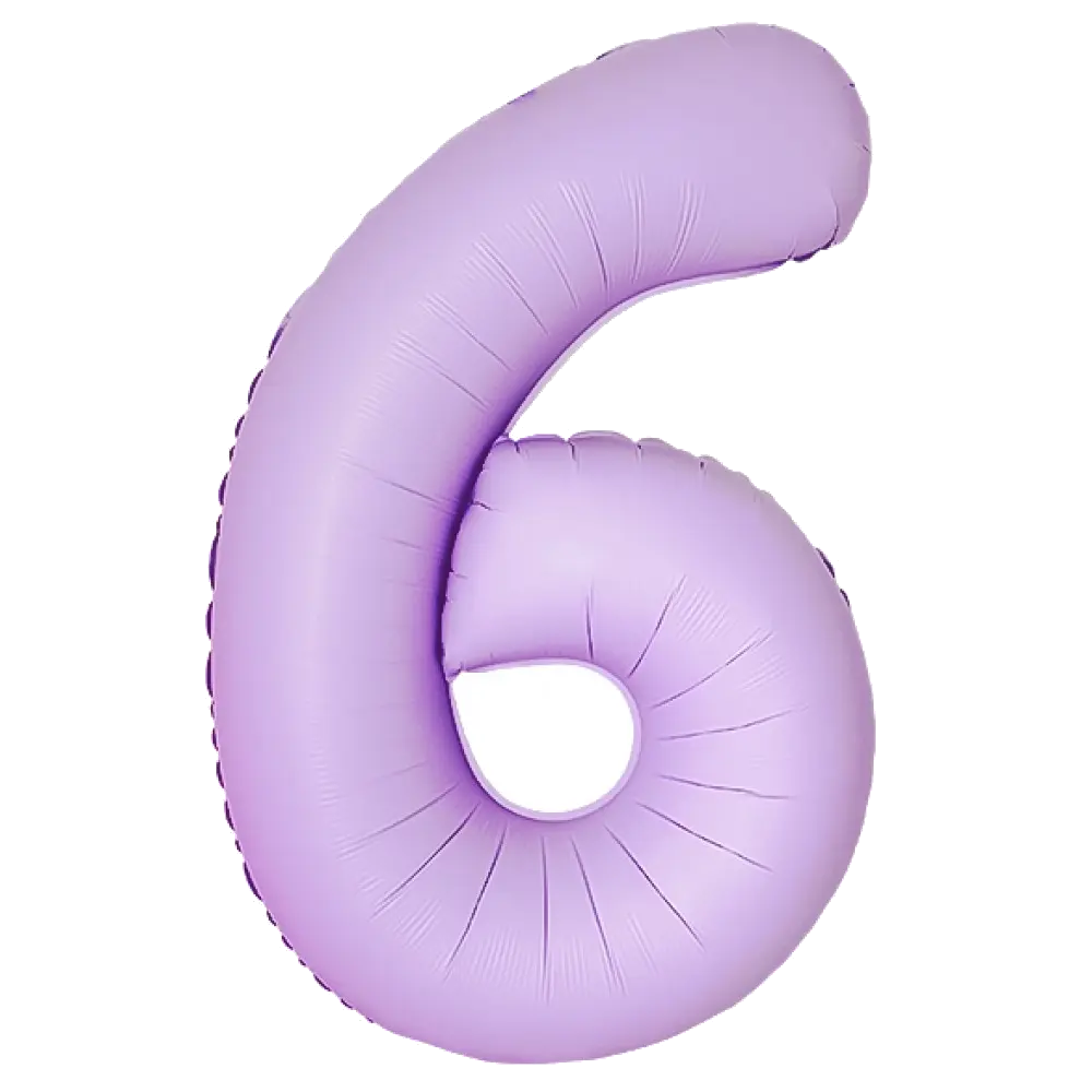 Шар Шар И (40''/102 см) Цифра, 6 Slim, Лаванда, Матовый, Цифра, 40"/102 см