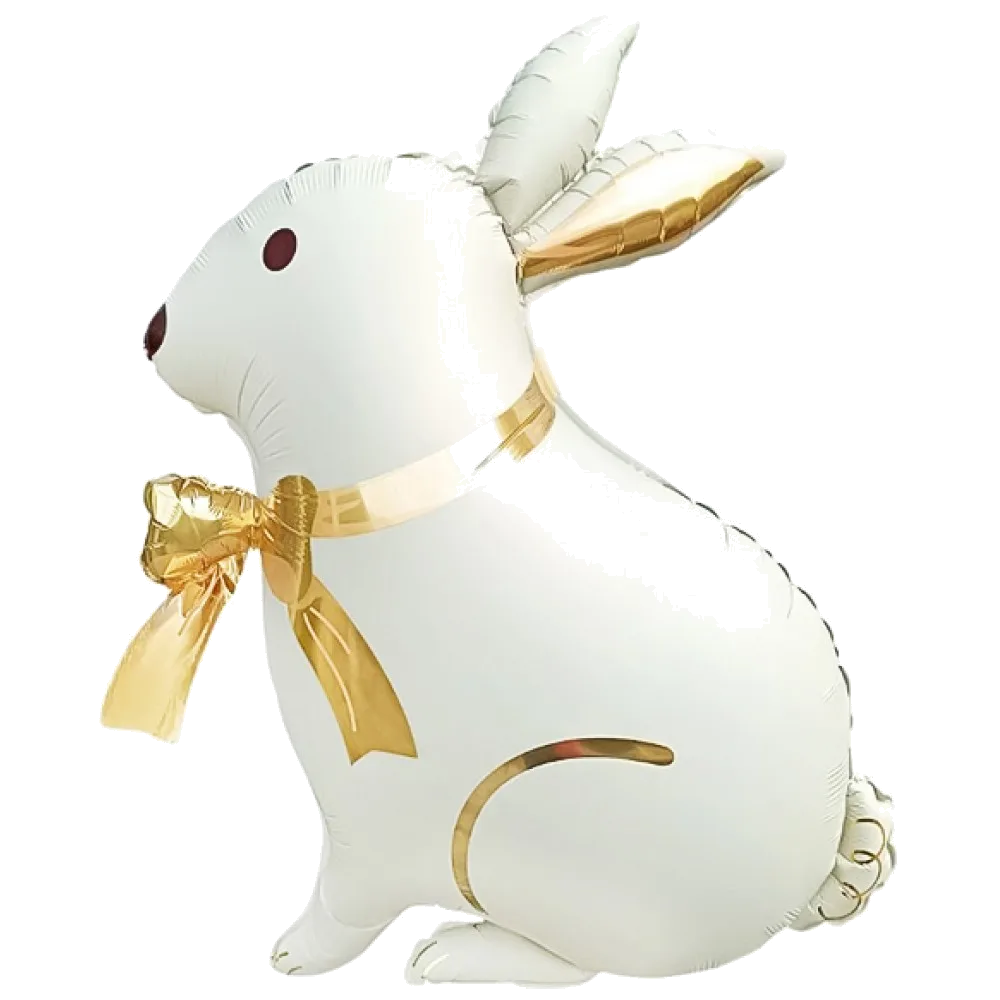 Шар (33''/84 см) Фигура, Зайка с бантиком, Кремовый, Сатин