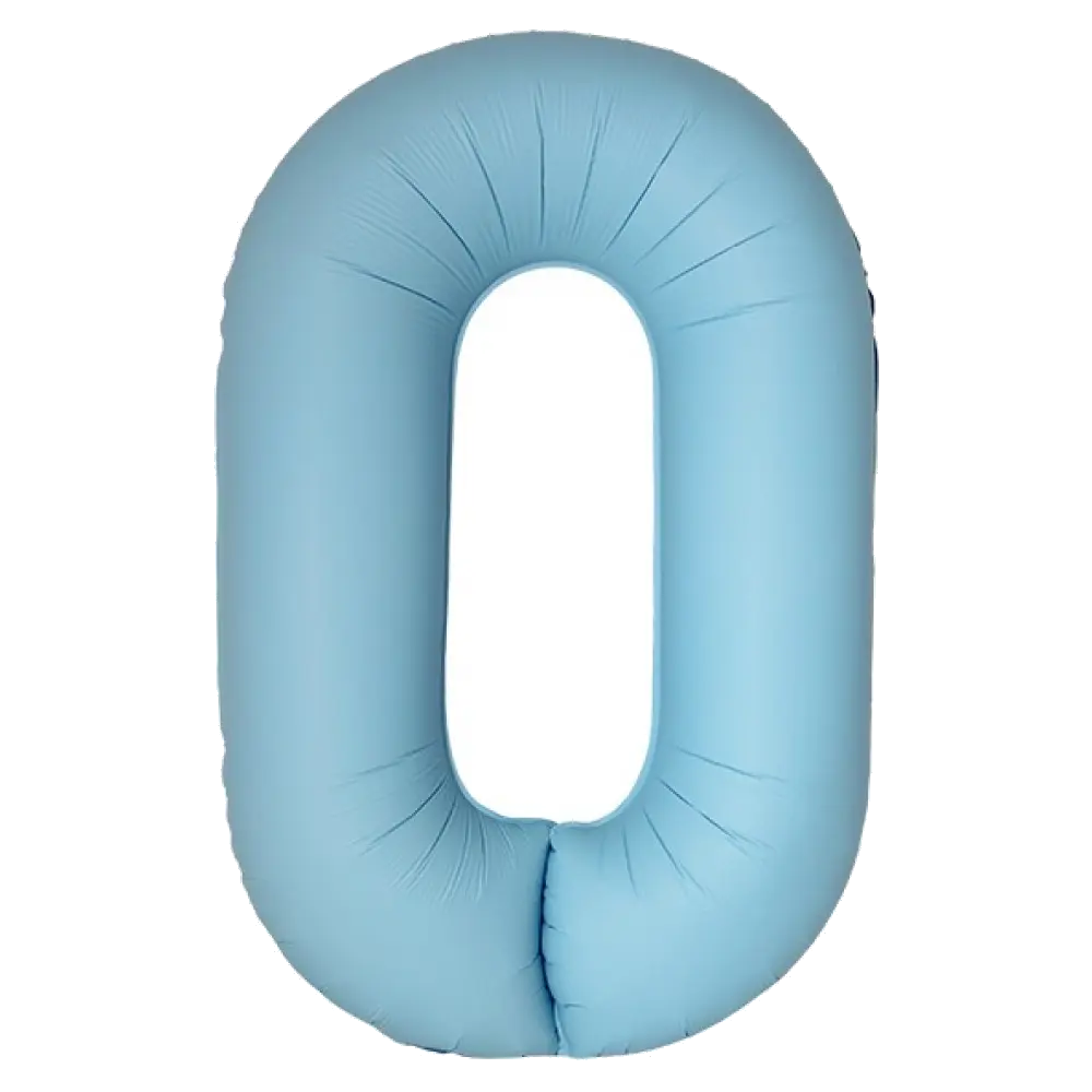 Шар Шар И (40''/102 см) Цифра, 0 Slim, Светло-голубой, Матовый, Цифра, 40"/102 см