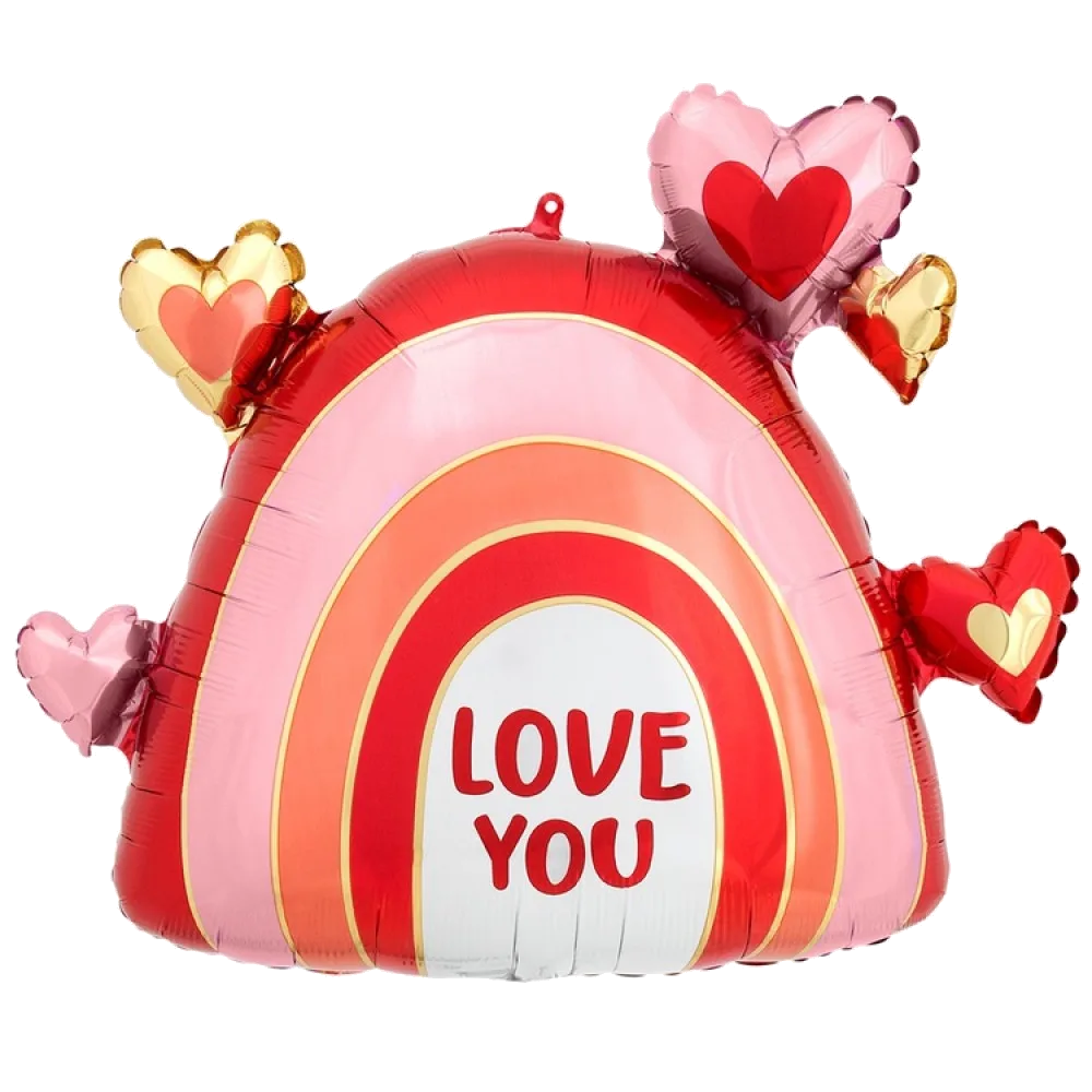 Шар: Шар (26"/66 см) Фигура, LOVE YOU Радуга сердечная