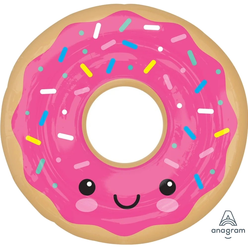 Шар: Шар (27"/68 см) Фигура, Пончик в глазури розовой, 1 шт. в уп. Anagram (США)