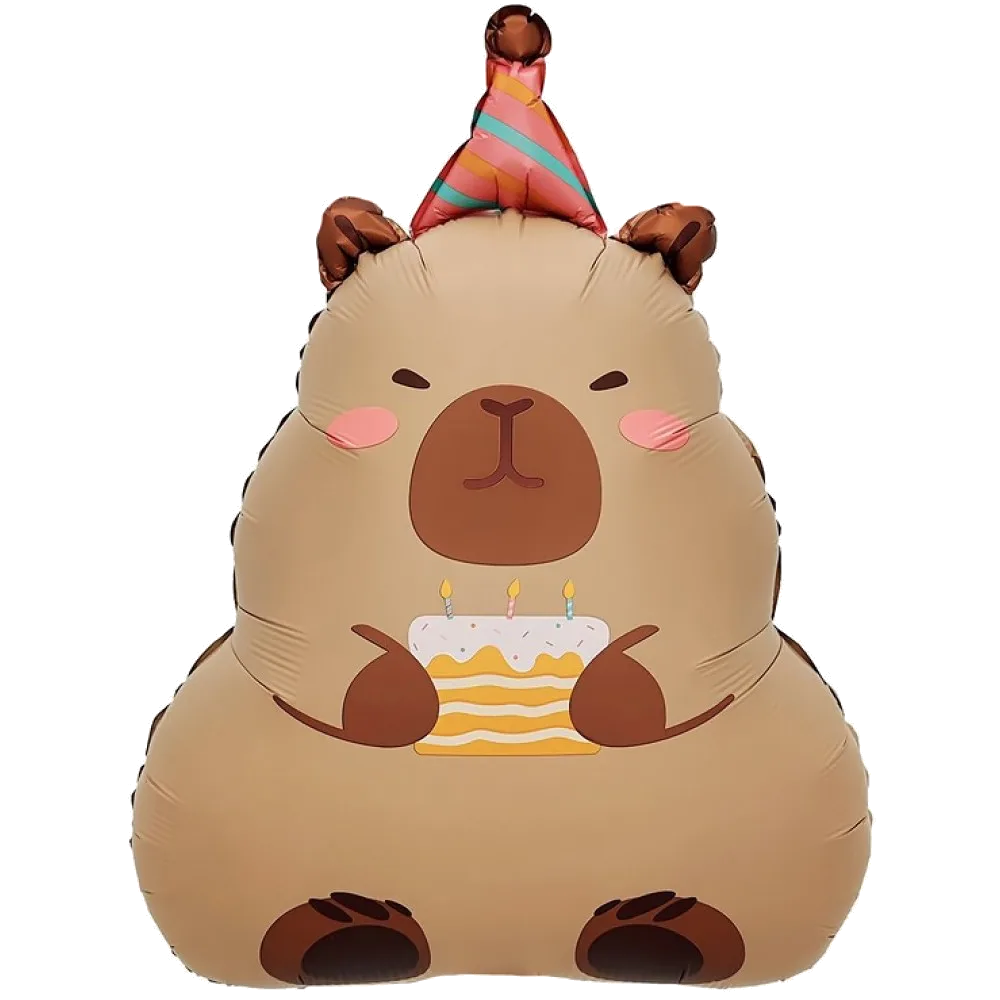 Шар: Шар (27''/69 см) Фигура, Капибара с тортиком