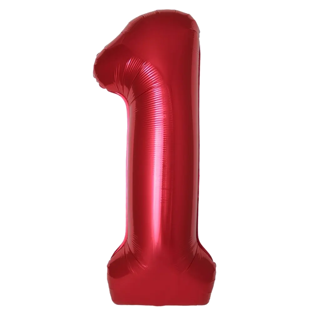 Шар Шар И (40''/102 см) Цифра, 1 Slim, Красный, Металлик, Цифра, 40"/102 см, металлик