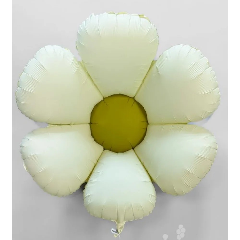 Шар: Шар (43"/109 см) Фигура Ромашка цветок Сатин, бежевый