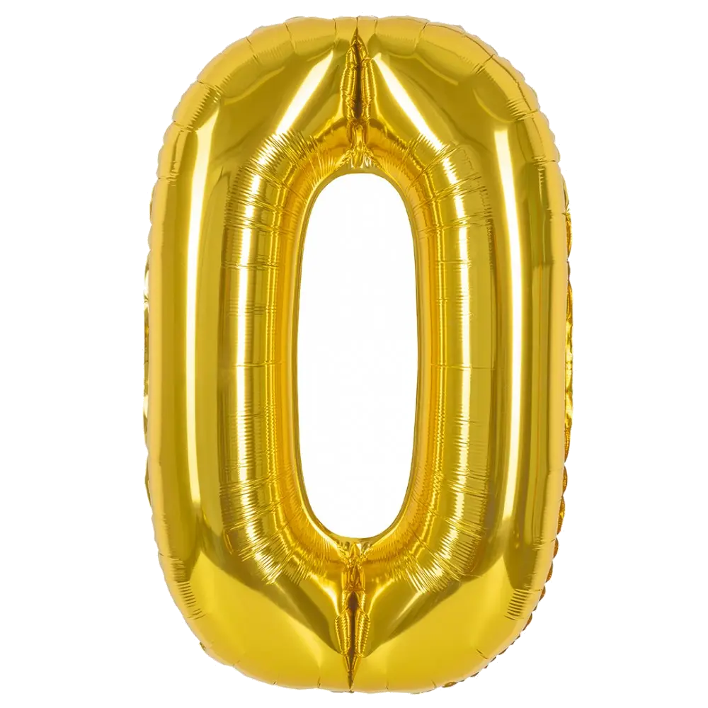 Шар Шар (34''/86 см) Цифра, 0 Slim, Золото, Цифра, 34"/86 см