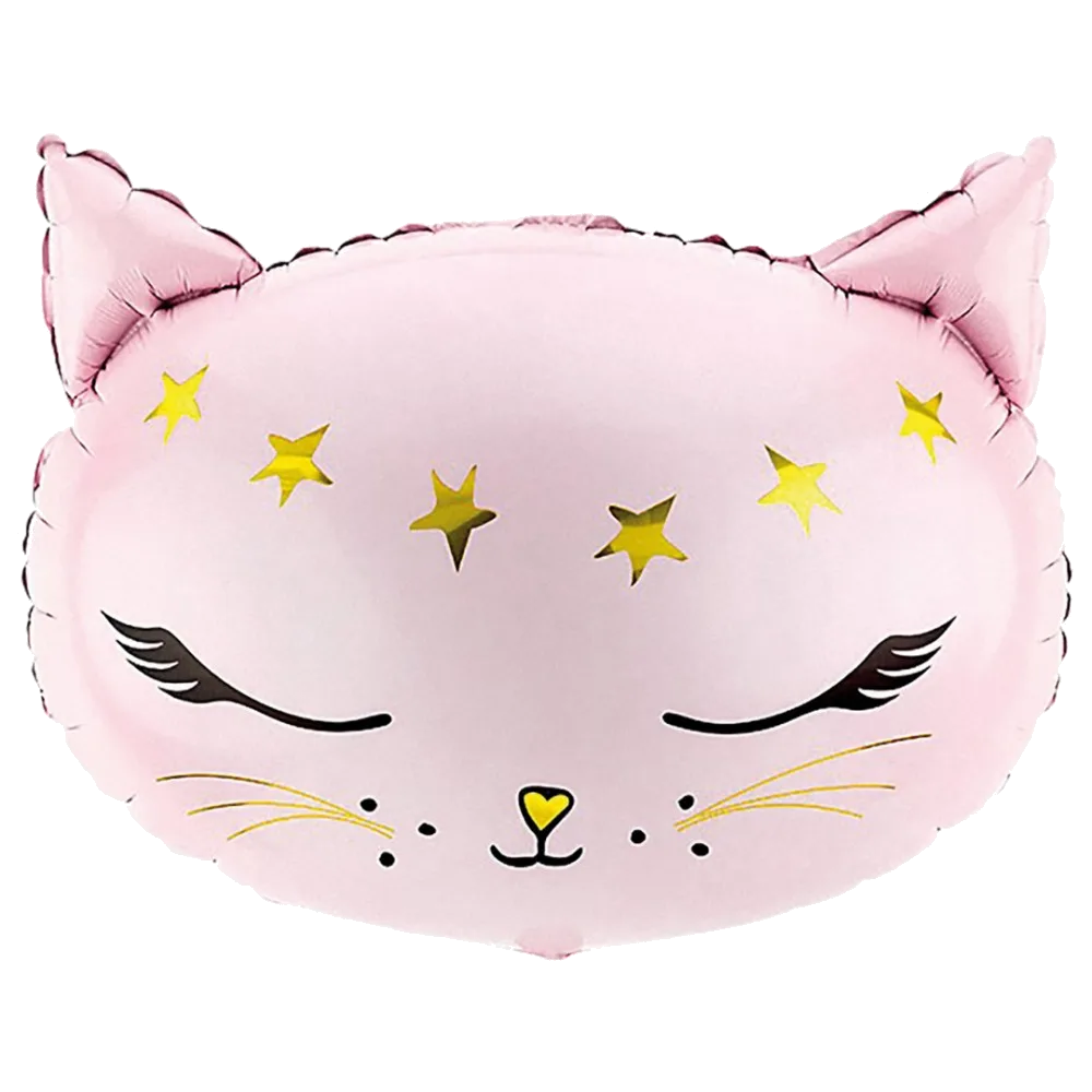 Шар: Шар (19''/48 см) Фигура, Голова, Волшебный котенок, Розовый, 1 шт. в уп.