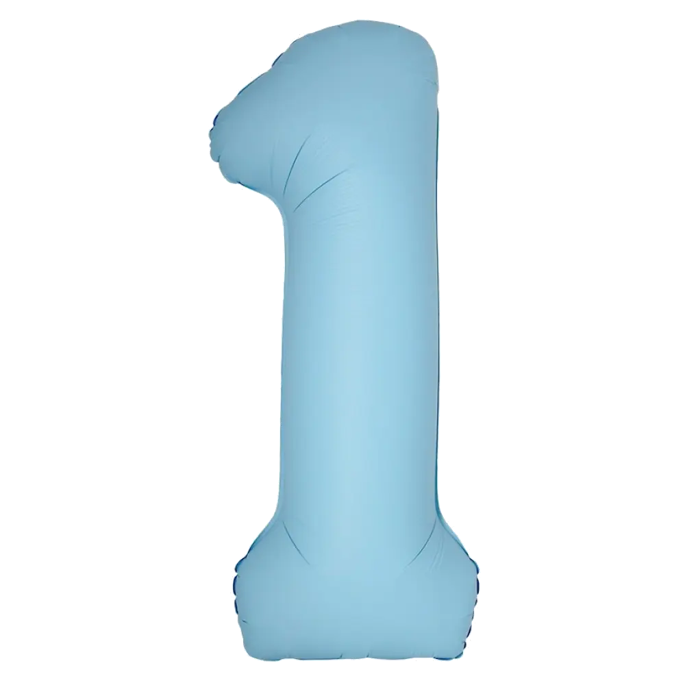 Шар Шар И (40''/102 см) Цифра, 1 Slim, Светло-голубой, Матовый, Цифра, 40"/102 см