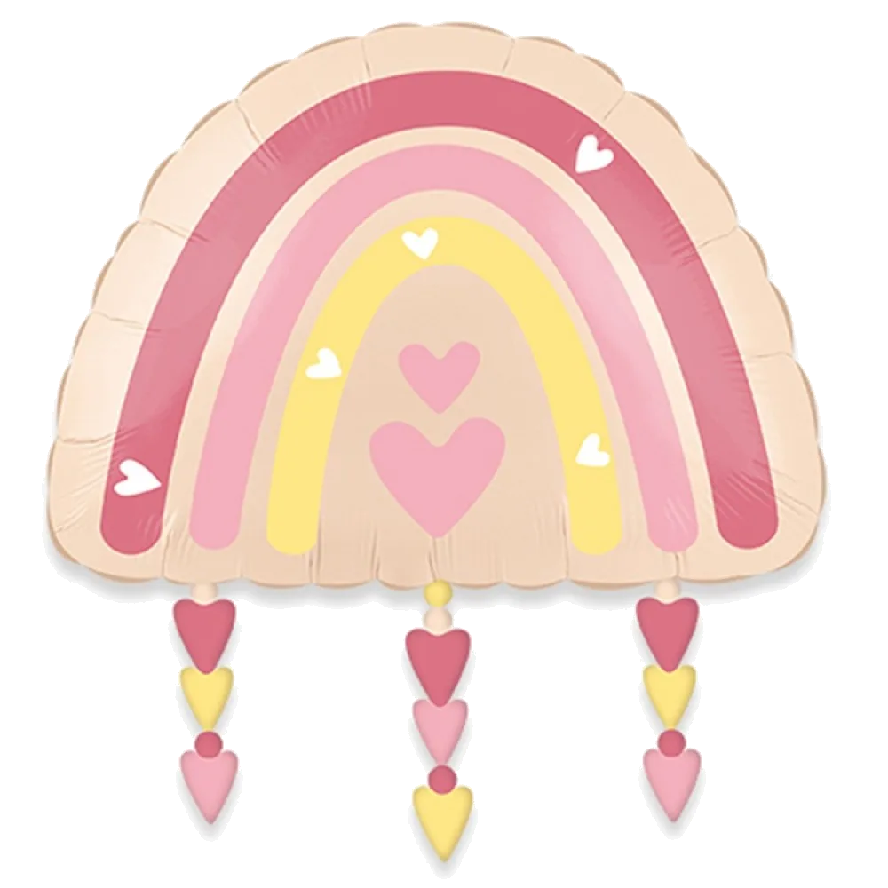 Шар: Шар (23"/58 см) Фигура, Радуга с сердцами