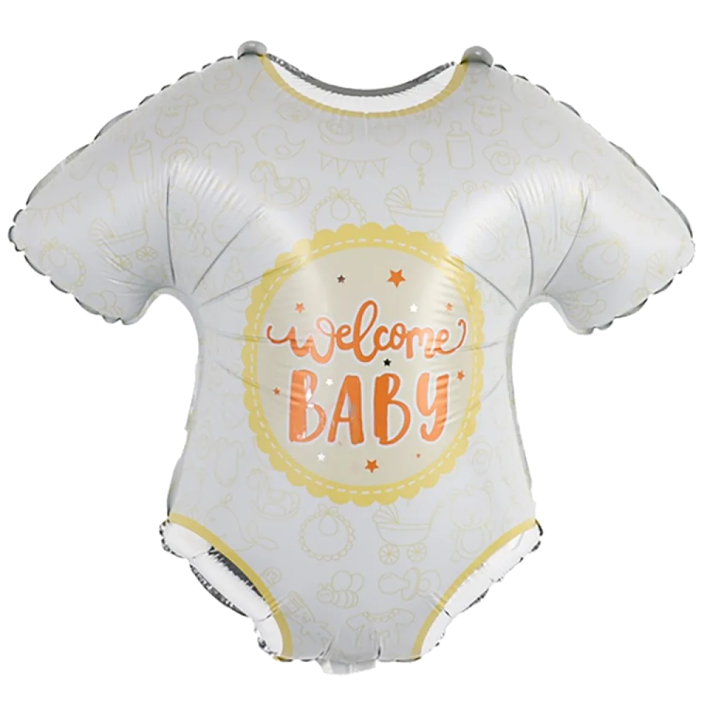 Шар: Шар (23''/58 см) Фигура Боди WELCOME BABY белое