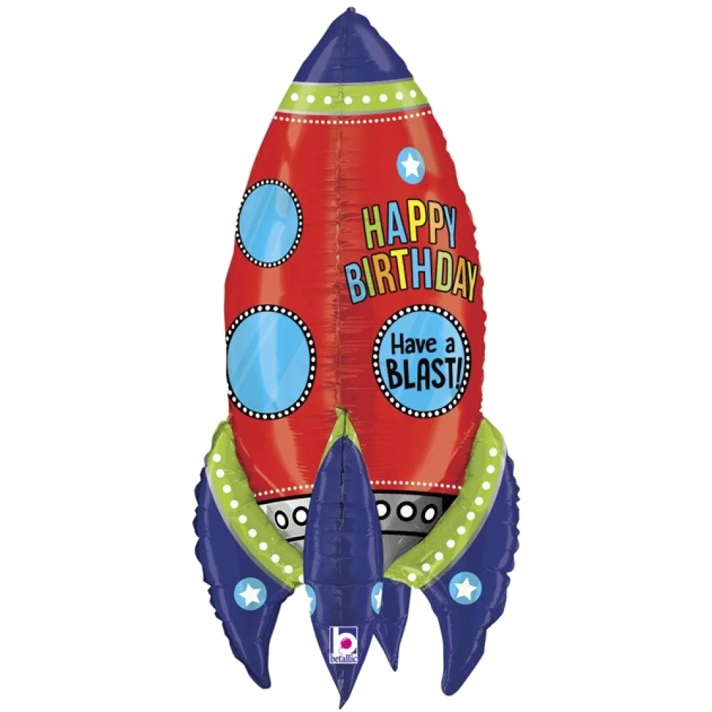 Шар: Шар (36''/91 см) Фигура, 3D Ракета космос, С Днем Рождения!, 1 шт.  Grabo (Италия) 2.9П